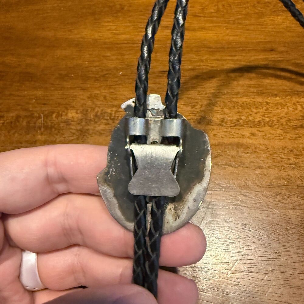 Vintage Sterling Silver Black Stone Bolo Tie - Picture 7 of 9